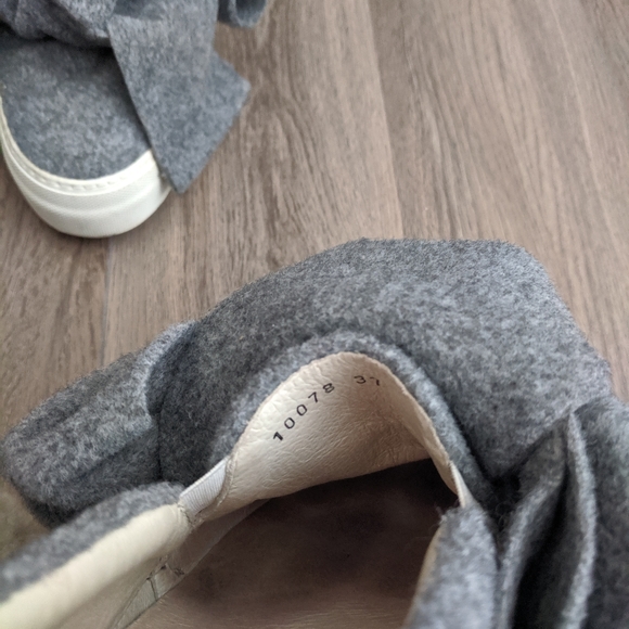 Joshua Sanders Grey Felt Bow Slip Ons 7/37 - Picture 11 of 12